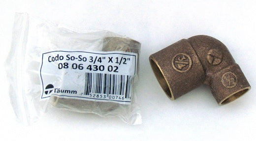 Codo So-So 3/4" x 1/2" Bolsa
