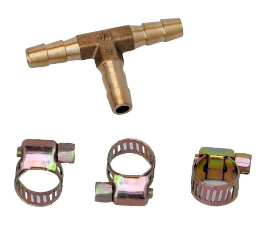 Tee Dentada 1/4" con 3 Abrazaderas