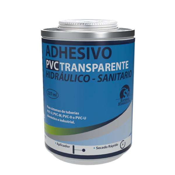 ADHESIVO PVC SECADO RÁPIDO/TRANSPARENTE – Tarro 237cc